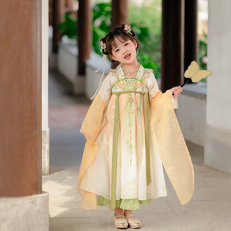 萌乎【青骊】女童女童汉服刺绣唐装襦裙连衣裙公主裙-儿童241654