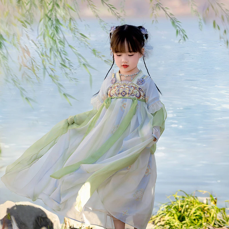 萌乎【寻春】女童小女孩国风汉服长袖刺绣襦裙连衣裙裙子-241527