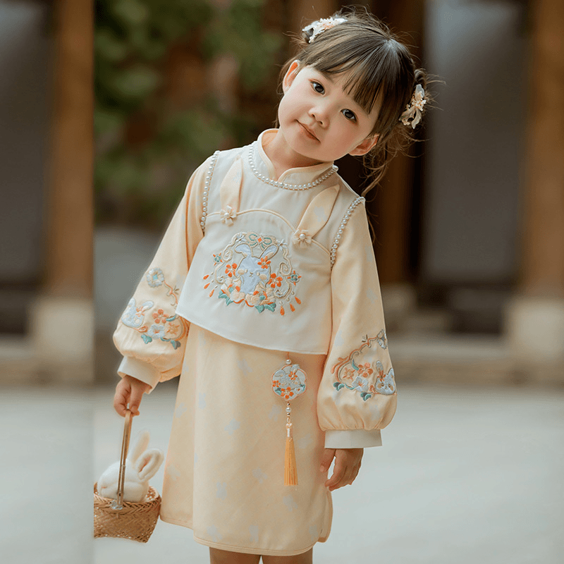 萌乎【玲珑】春秋女童汉服套装中国风古风唐装旗袍童装-231848儿童