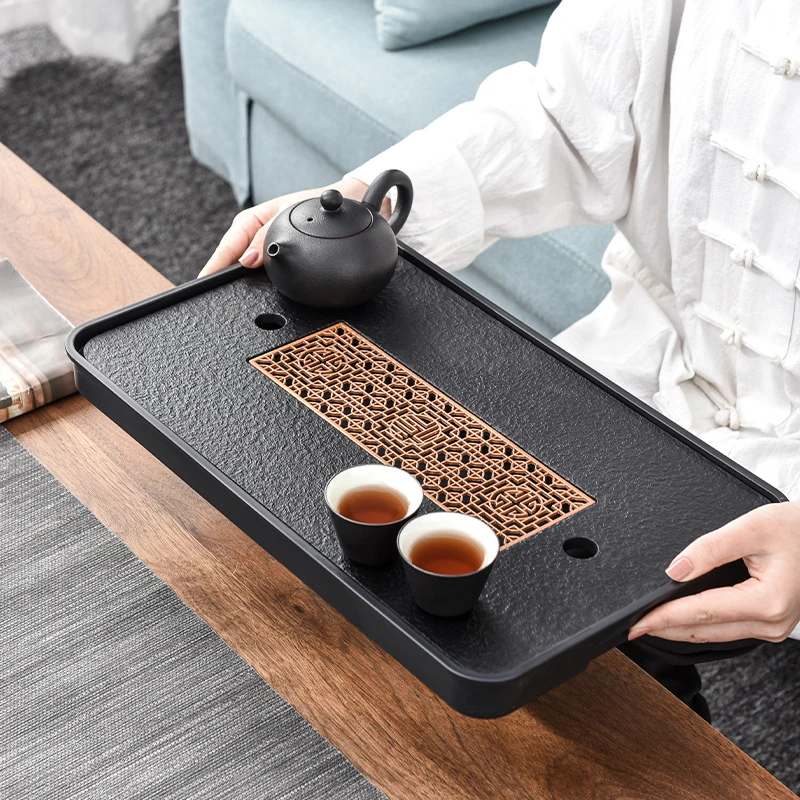仿乌金石茶盘家用2023新款沥水茶具托盘功夫茶台盘干泡台茶海小型