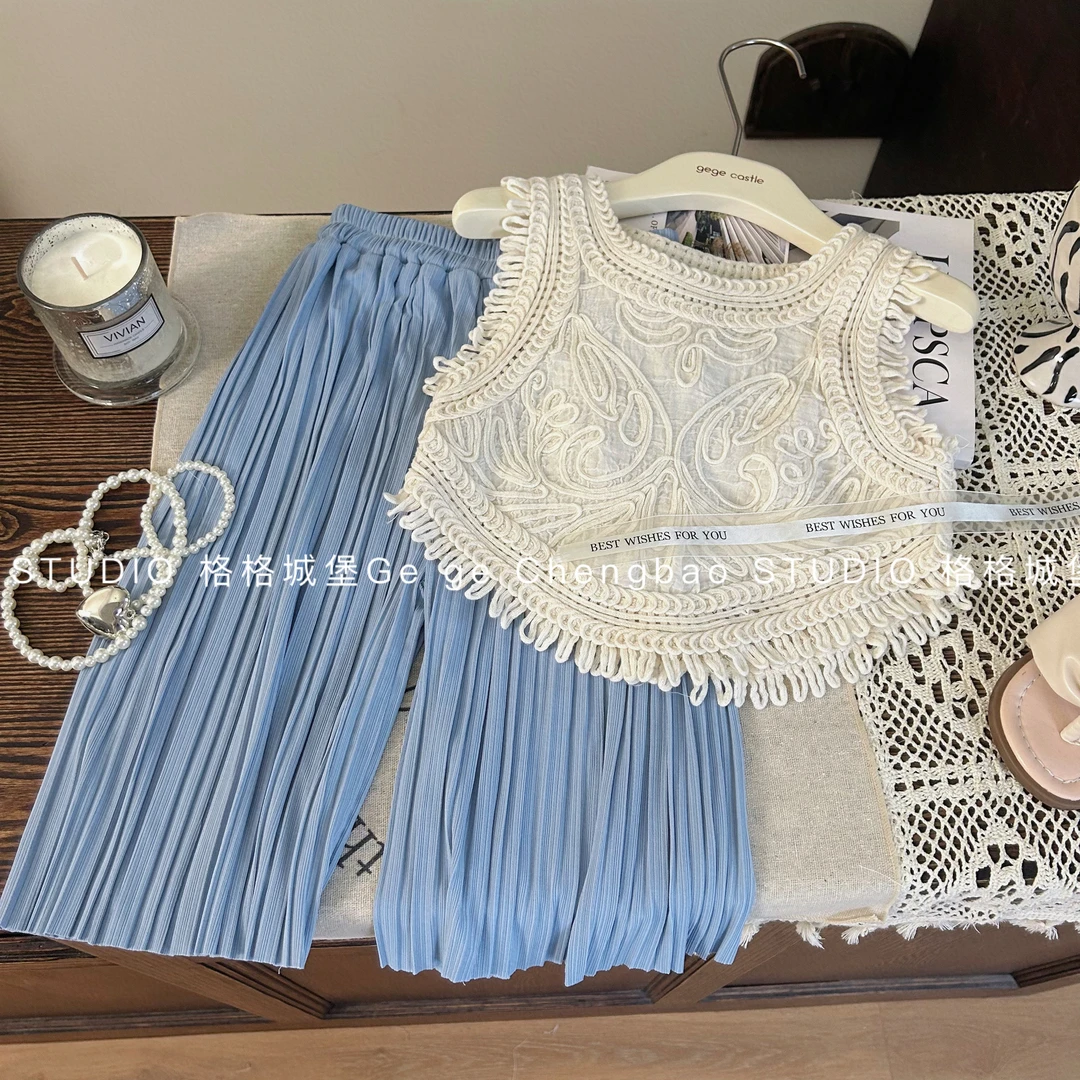 韩国童装女童夏装套装2024新款洋气两件套C0001