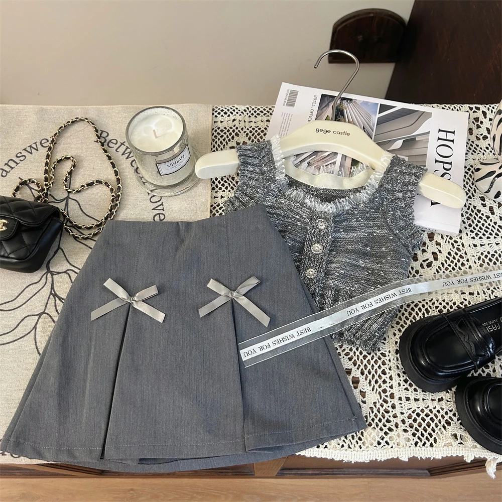 女童夏装套装2024新款韩版童装儿童衣服时髦夏季针织两件套