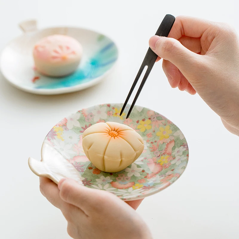 同合日本进口灶师窑手工家用织部餐碟创意扇形小碟日式风满满餐具
