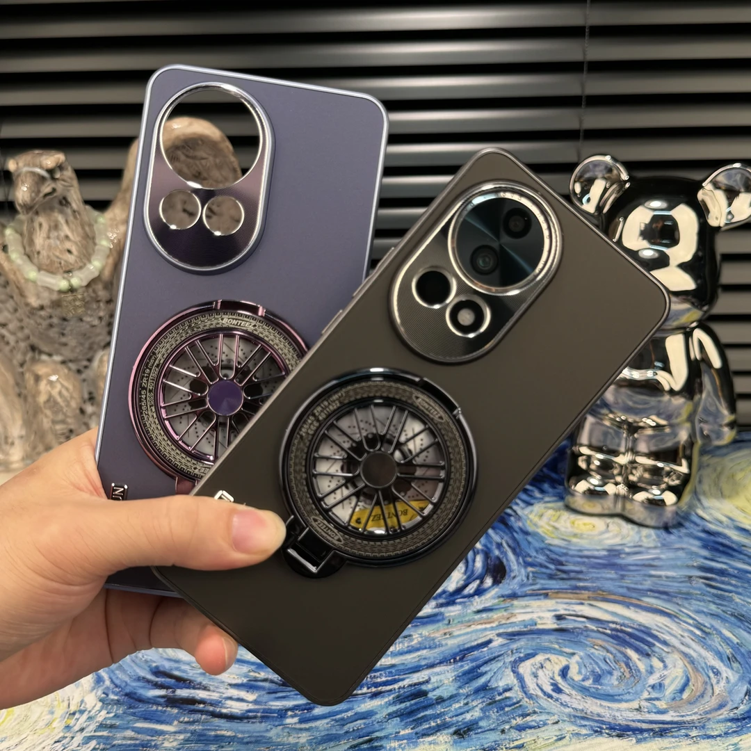 华为Nova12 Pro金属漆流光磨砂保护壳不沾指纹磁吸螺旋支架