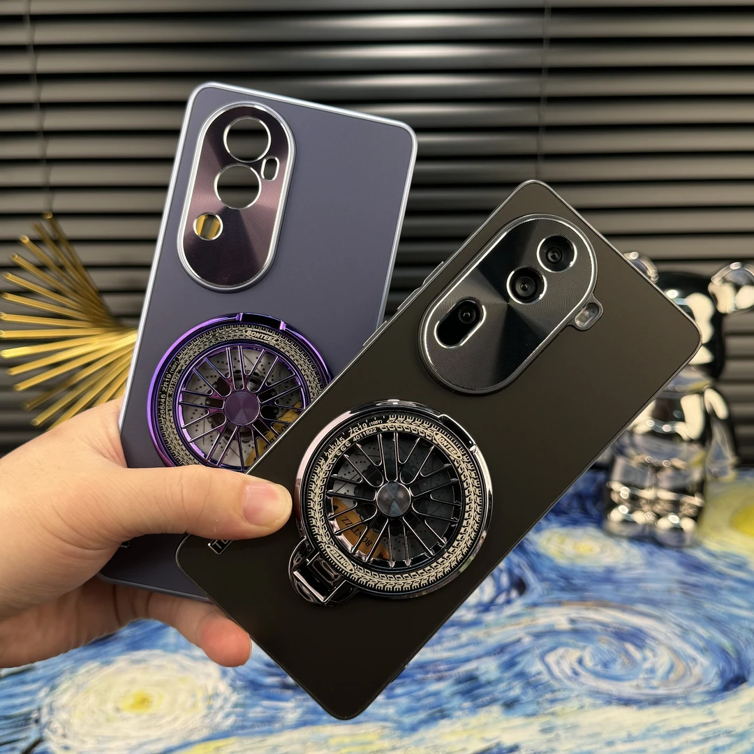 适用于OPPO Reno11金属漆流光磨砂壳不沾指纹磁吸螺旋支架