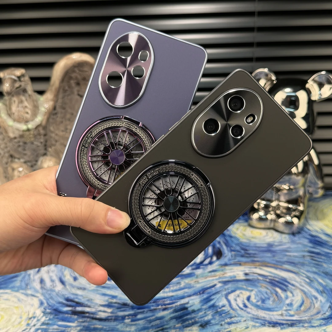 荣耀100 Pro金属漆流光磨砂保护壳不沾指纹磁吸螺旋支架