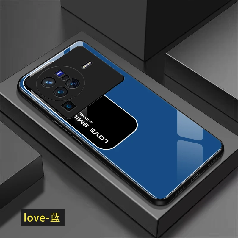 【简约时尚+Love创意】vivo X80高端玻璃手机壳全包防摔