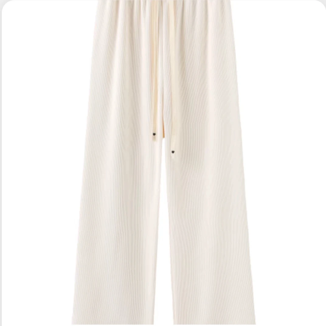 壹半麦合女士雪尼尔加绒阔腿直筒裤