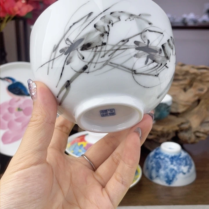 杯米饭碗手绘釉下彩