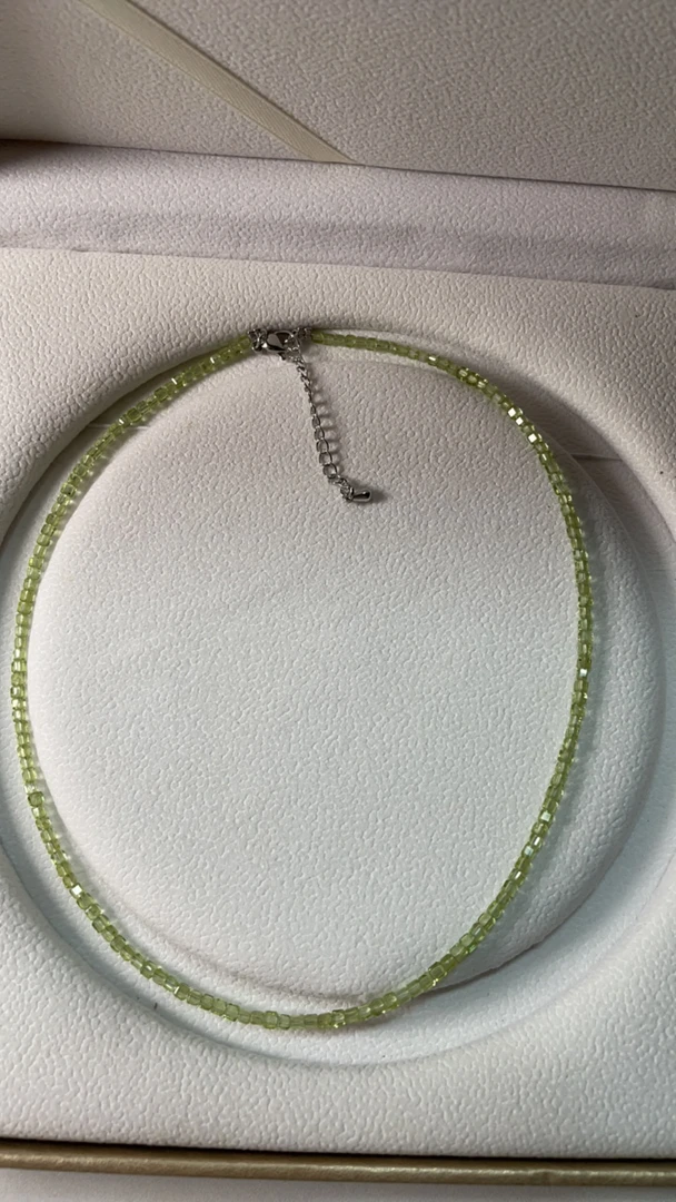 天然橄榄石方糖切面项链尺寸卡2.6咪