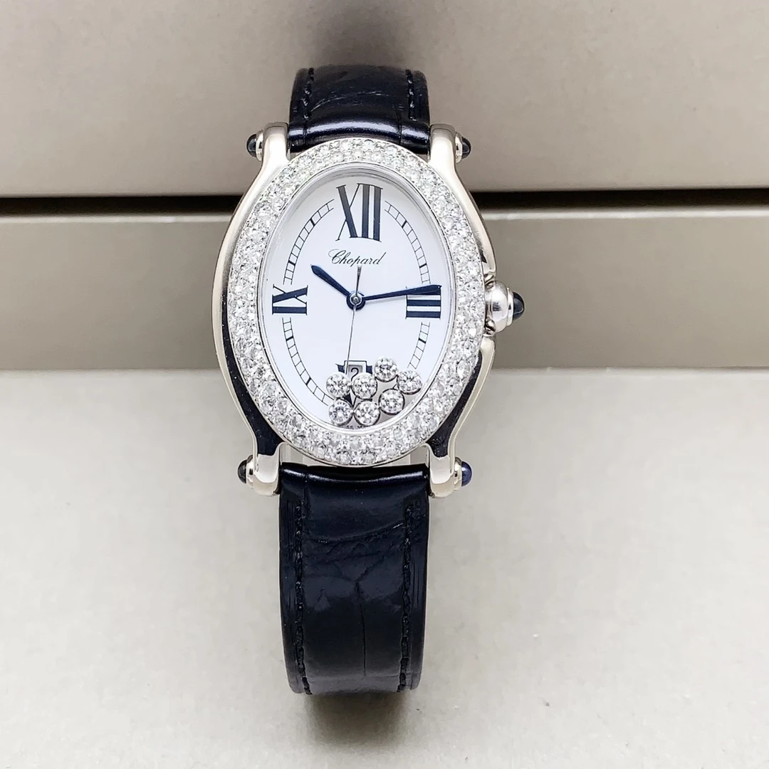 95新 Chopard/萧邦 快乐钻/18k金原钻/30*34mm/石英气质优雅女表