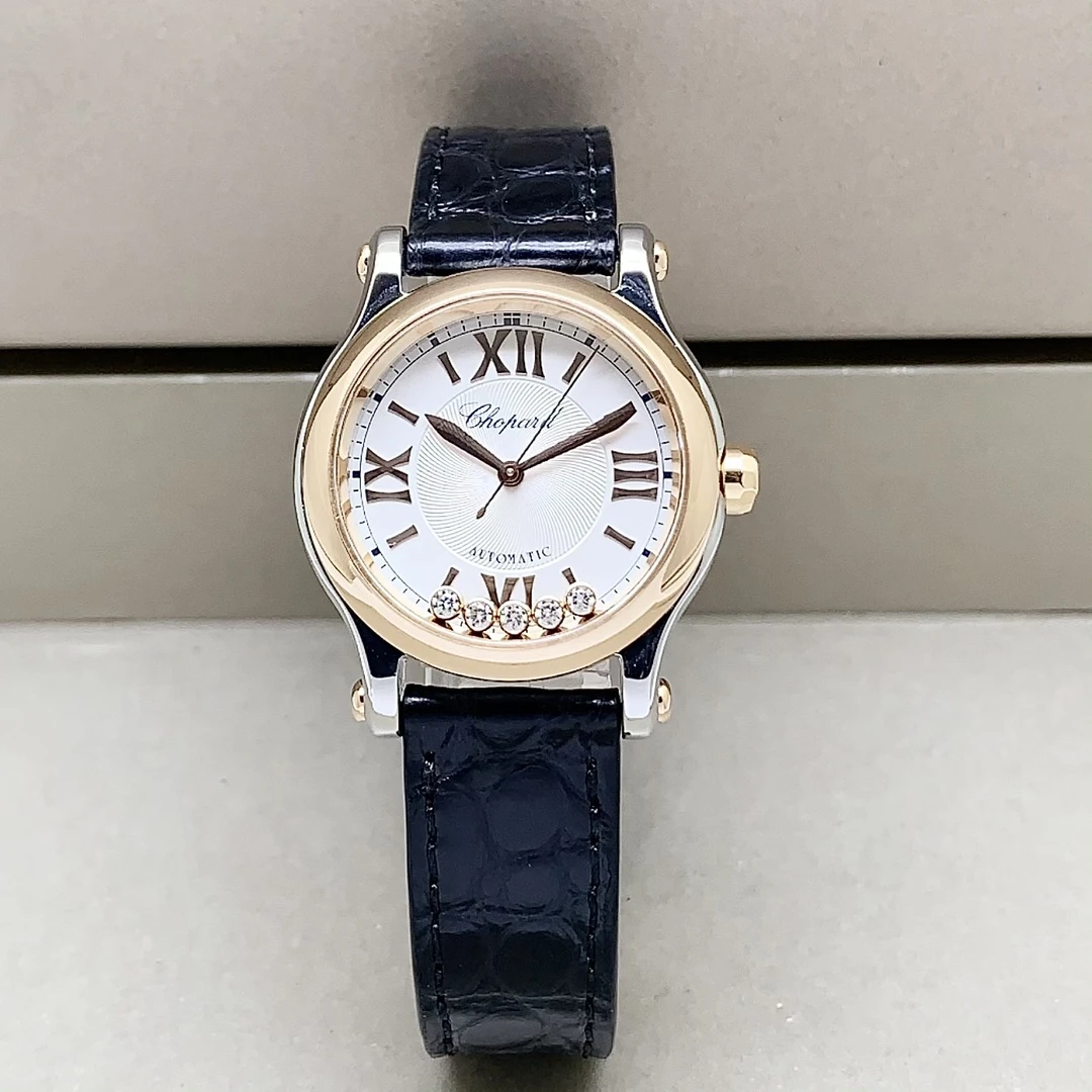 99新 Chopard/萧邦 快乐钻/30mm/间金/20年全套/经典机械女表