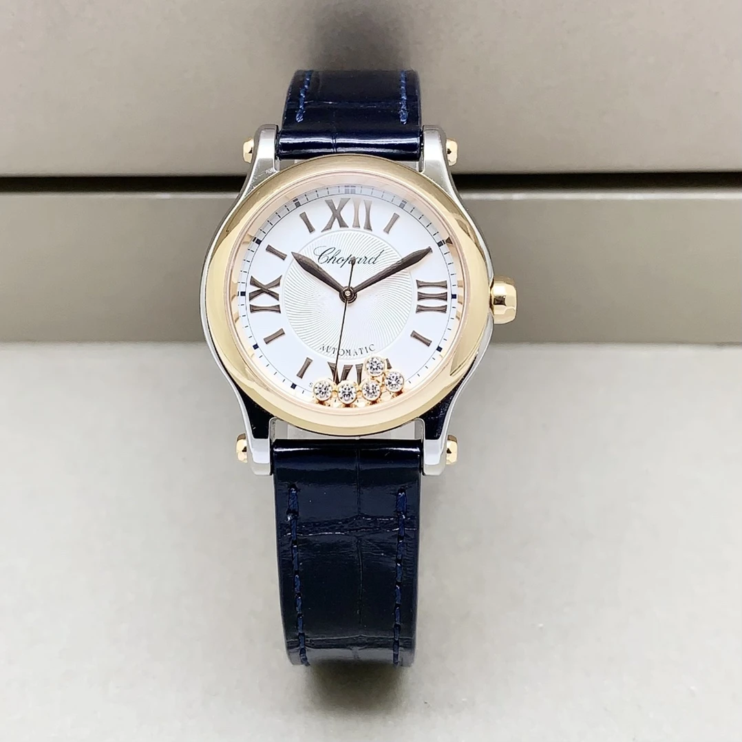 99新 Chopard/萧邦 快乐钻/30mm/间金/23年全套在保/经典机械女表