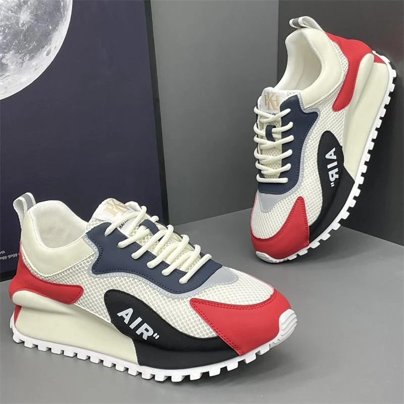 男鞋春季款24上新网面厚底透气增高轻便运动休闲鞋百搭潮流阿甘鞋