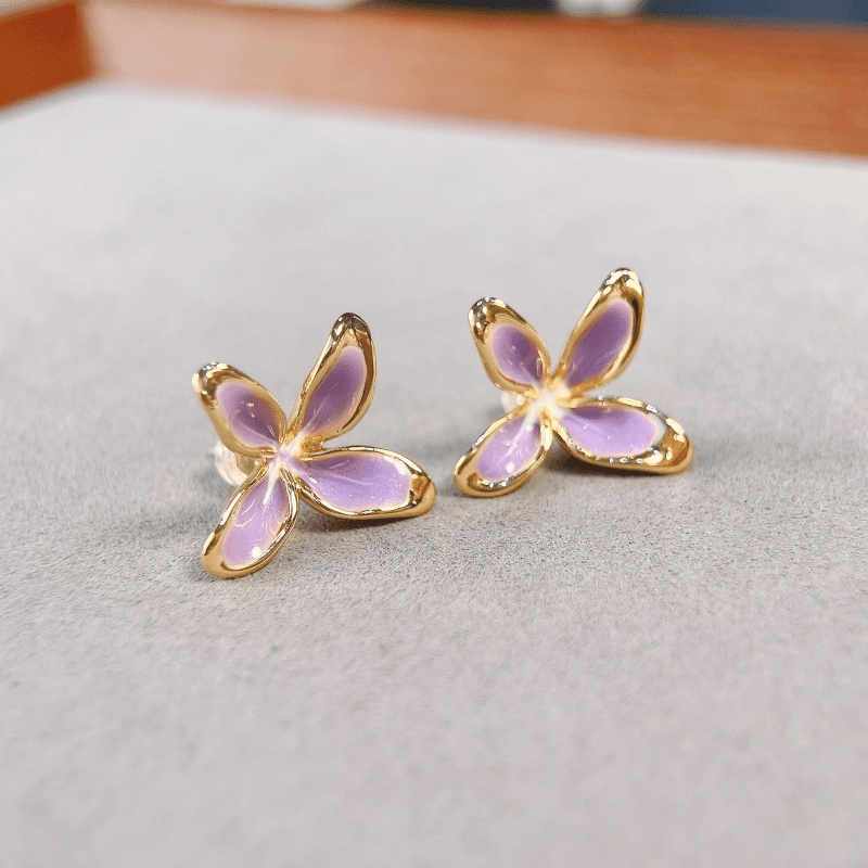 铜合金珐琅耳饰 【1874】米兰/洛蒂·芳汀/BUTTERFLY/紫色巴黎耳钉