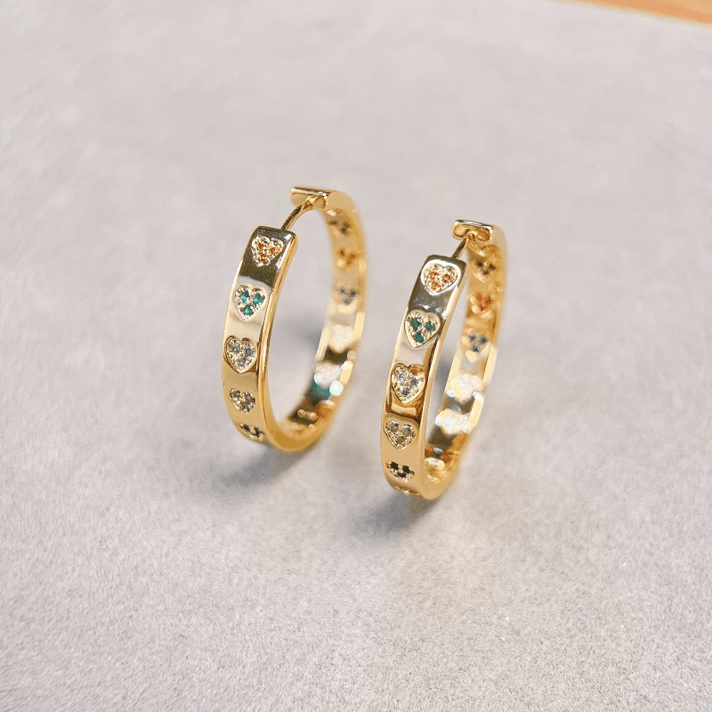 铜合金合成锆石耳饰 【1898】美/ks/罗马之恋耳圈