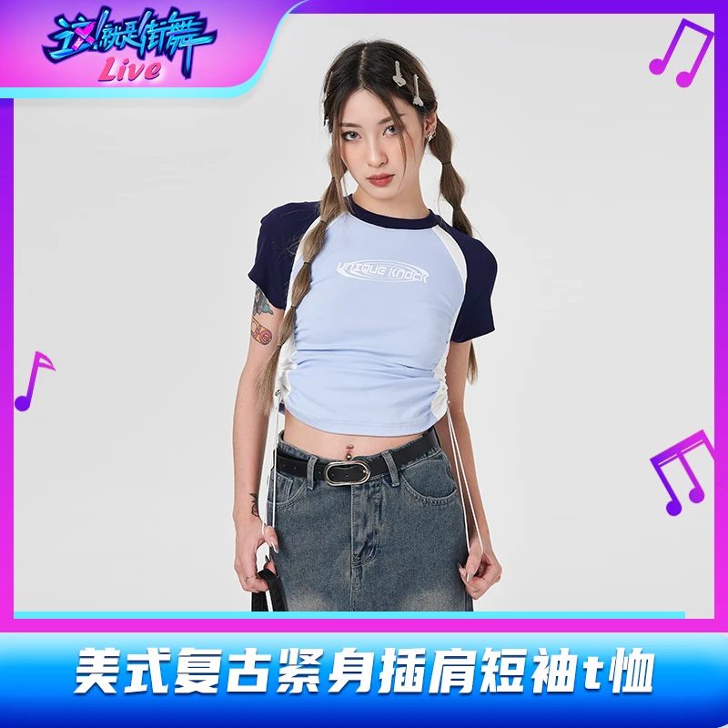 【这街专属】UEKO美式复古紧身插肩短袖t恤TMZ016X