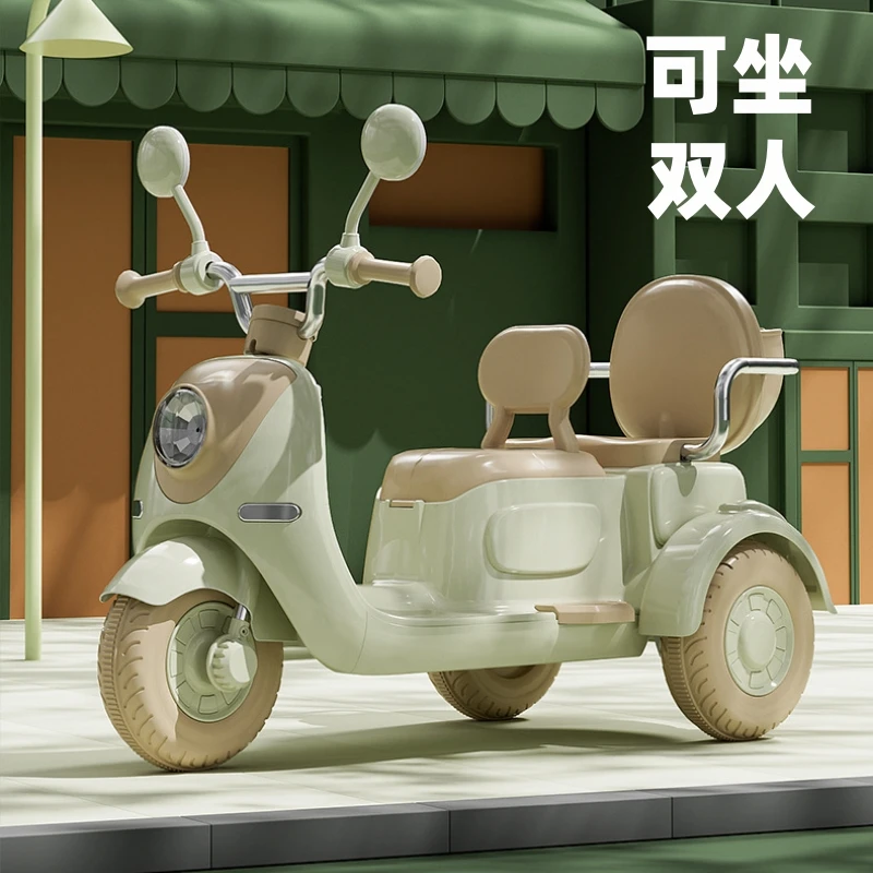 【可坐双人】1-7岁儿童电动摩托车三轮车小孩宝宝大人遥控玩具车