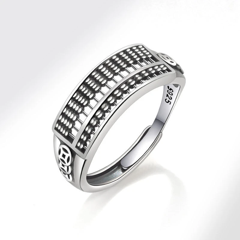 925银戒指 【如意算盘】s925纯银钱币戒指文艺复古民族国潮食指环