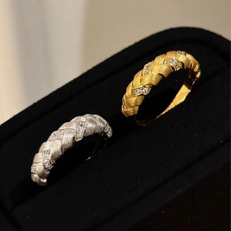 925银戒指 轻奢中古麦穗拉丝编织戒指女穗穗平安J165