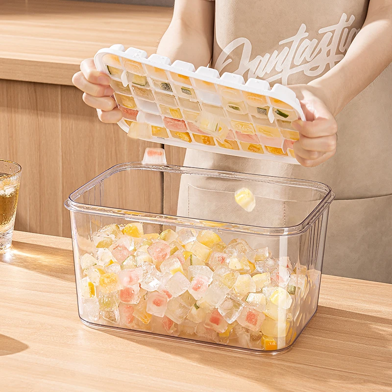 冰块模具家用大容量冰格制冰盒带盖冻冰神器冰块储存盒子按压出冰