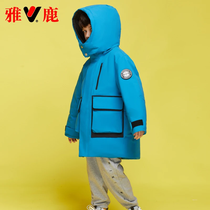 雅鹿2023新款儿童羽绒服男款中长款加厚男童女童大童户外冬季外套