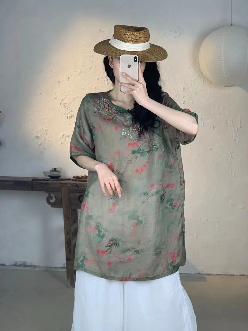 [多款多色]纯苎麻重工艺刺绣小衫