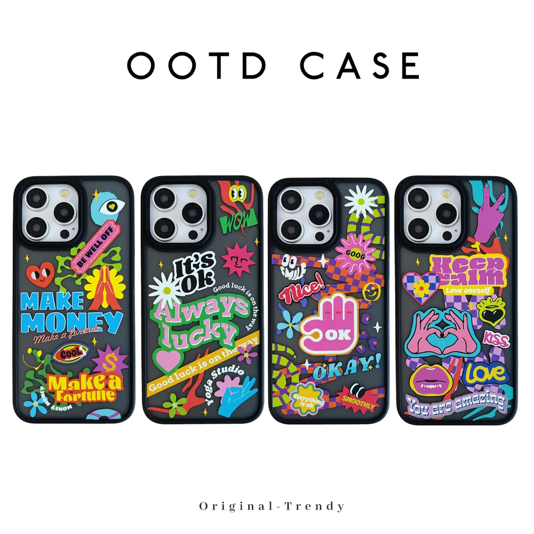 OOTD CASE定制涂鸦新款15promax夜光肤感适用于苹果14全包手机壳