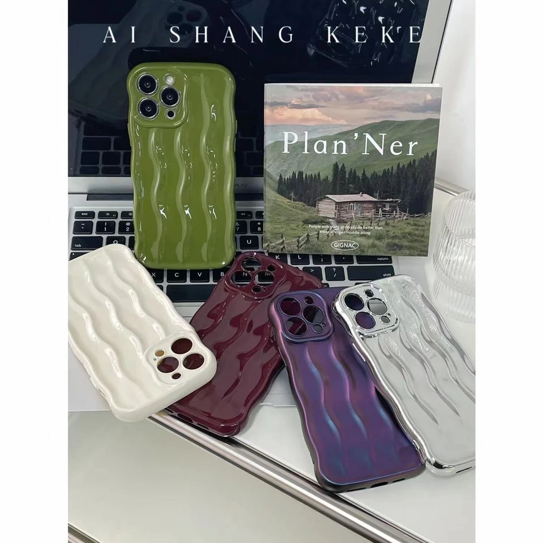 ins高级感立体波浪褶皱手机壳适用iphone14promax/13/12/11/华为