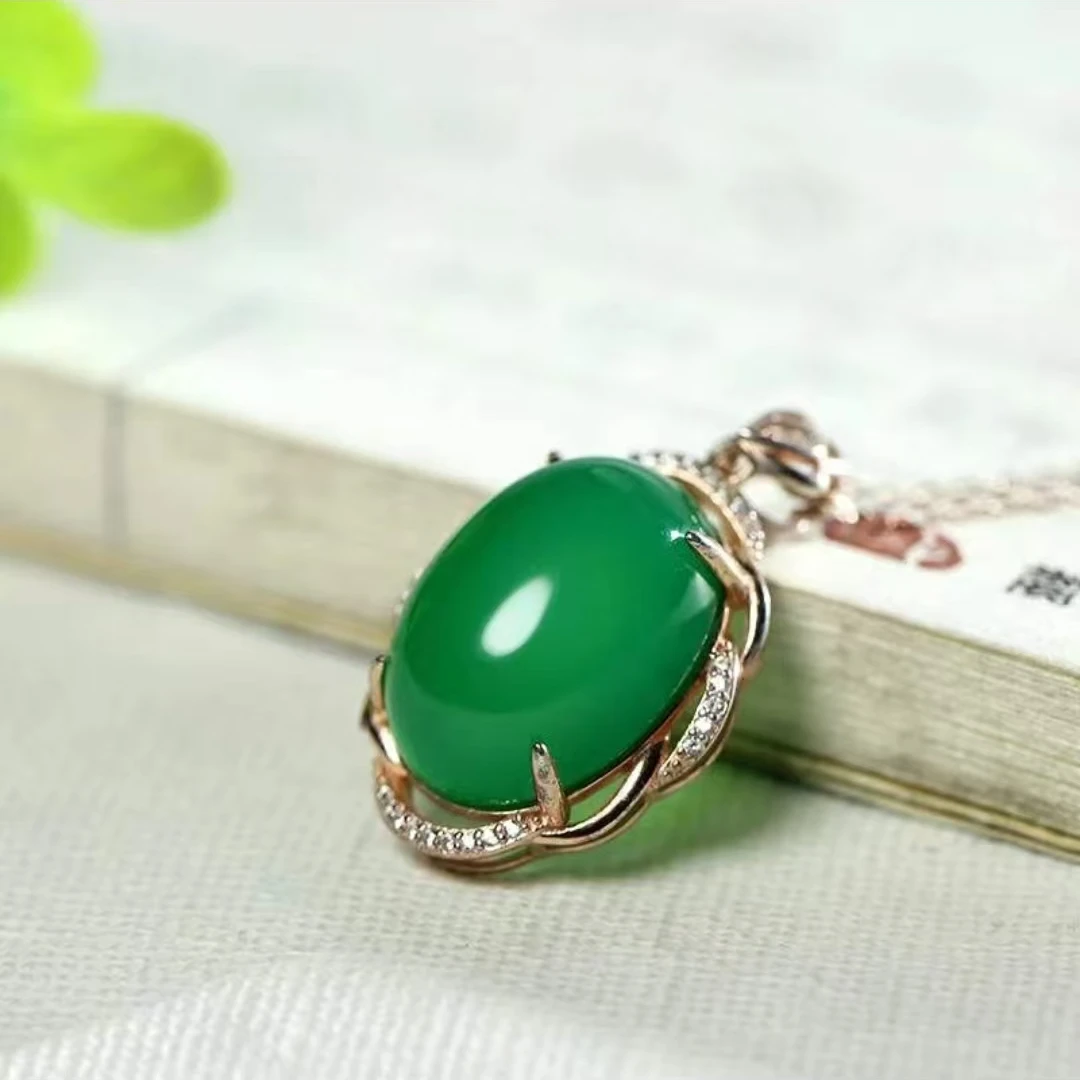 桐掌柜珠宝甄选天然玉石爆款玫瑰金镶嵌鸽子蛋吊坠