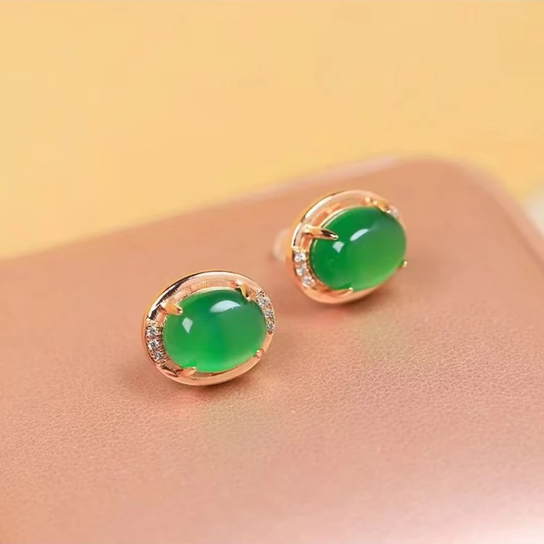 桐掌柜珠宝甄选天然玉石爆款百搭玫瑰金女款耳钉