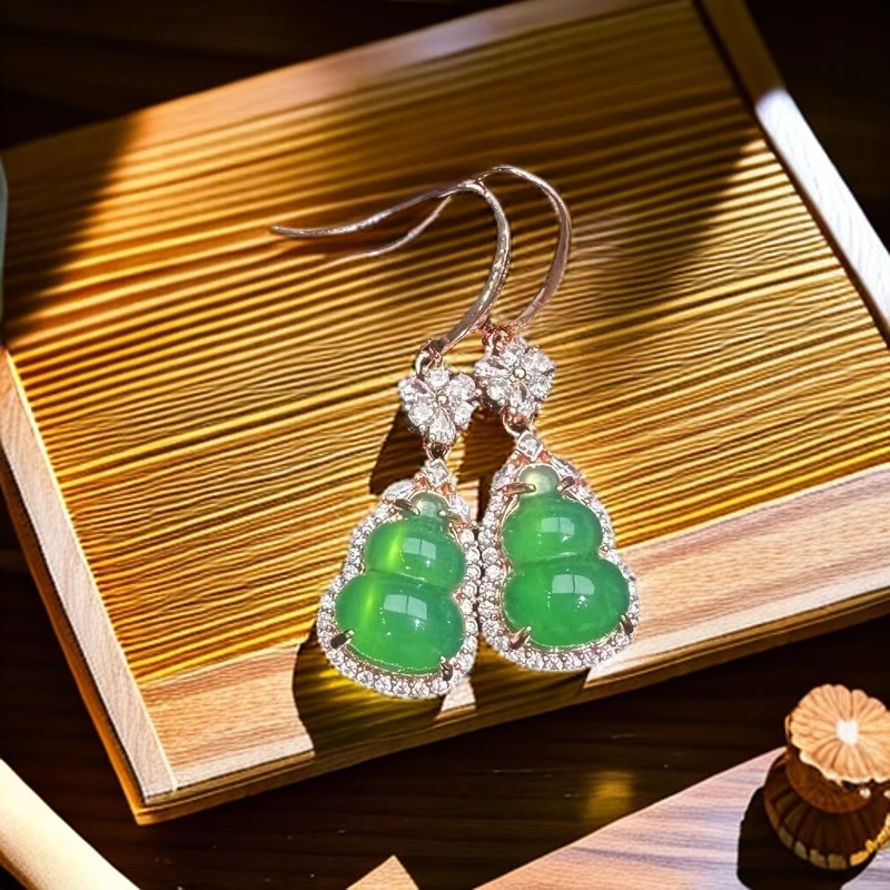 桐掌柜珠宝天然玉石冰透饱满葫芦耳坠气质百搭