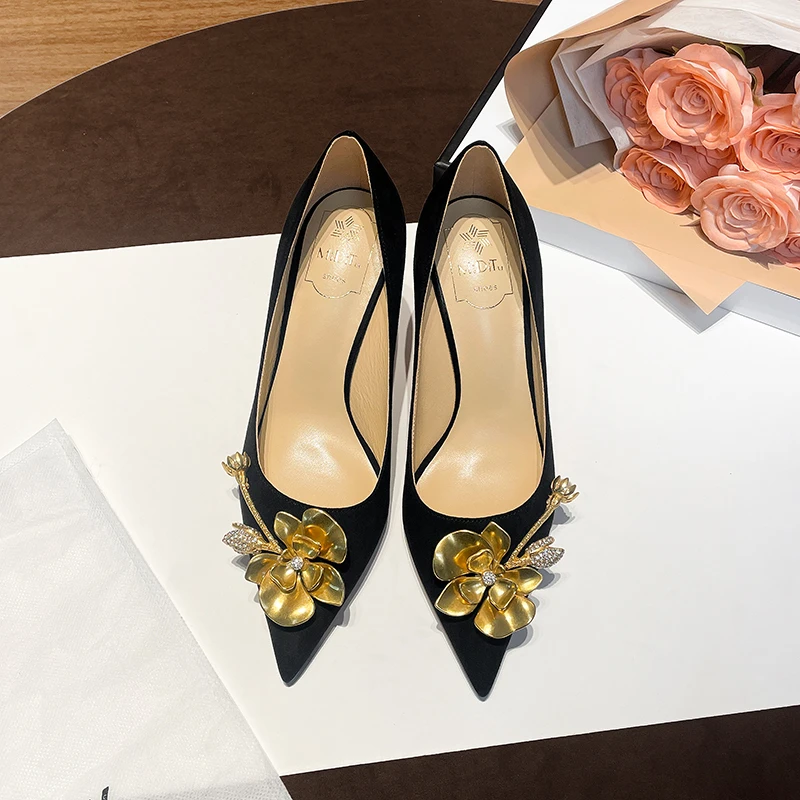 MIDITU/米蒂图 金枝玉叶 羊皮单鞋2025年春夏新款高跟鞋细跟通勤