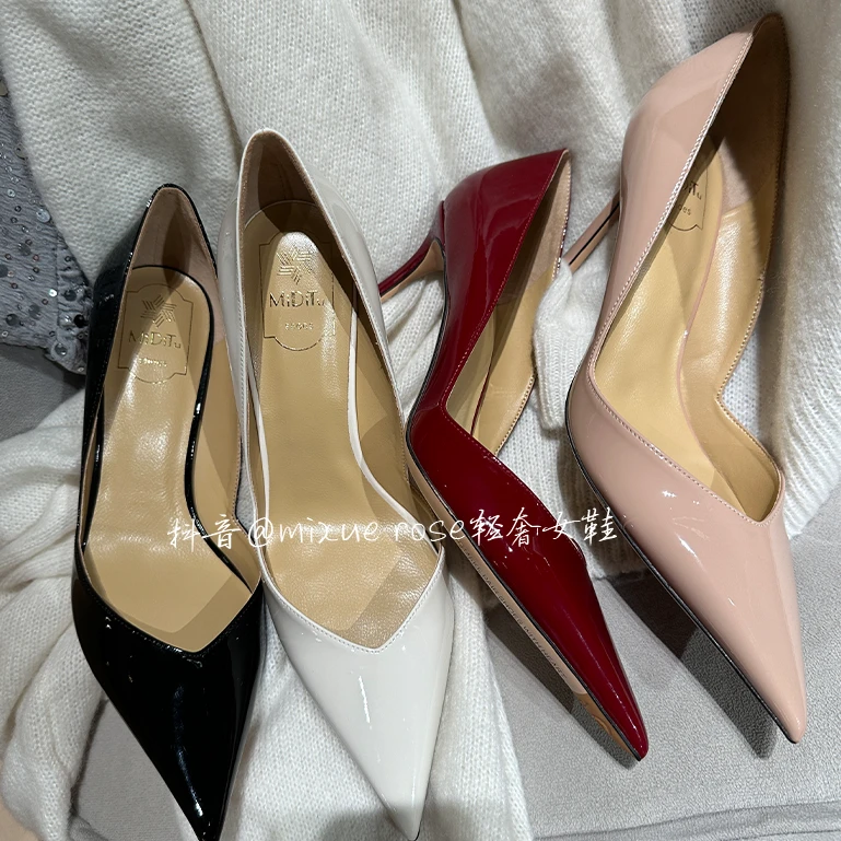 MIDITU/米蒂图 月光女神 2024年秋季新款羊皮尖头高跟鞋细跟通勤