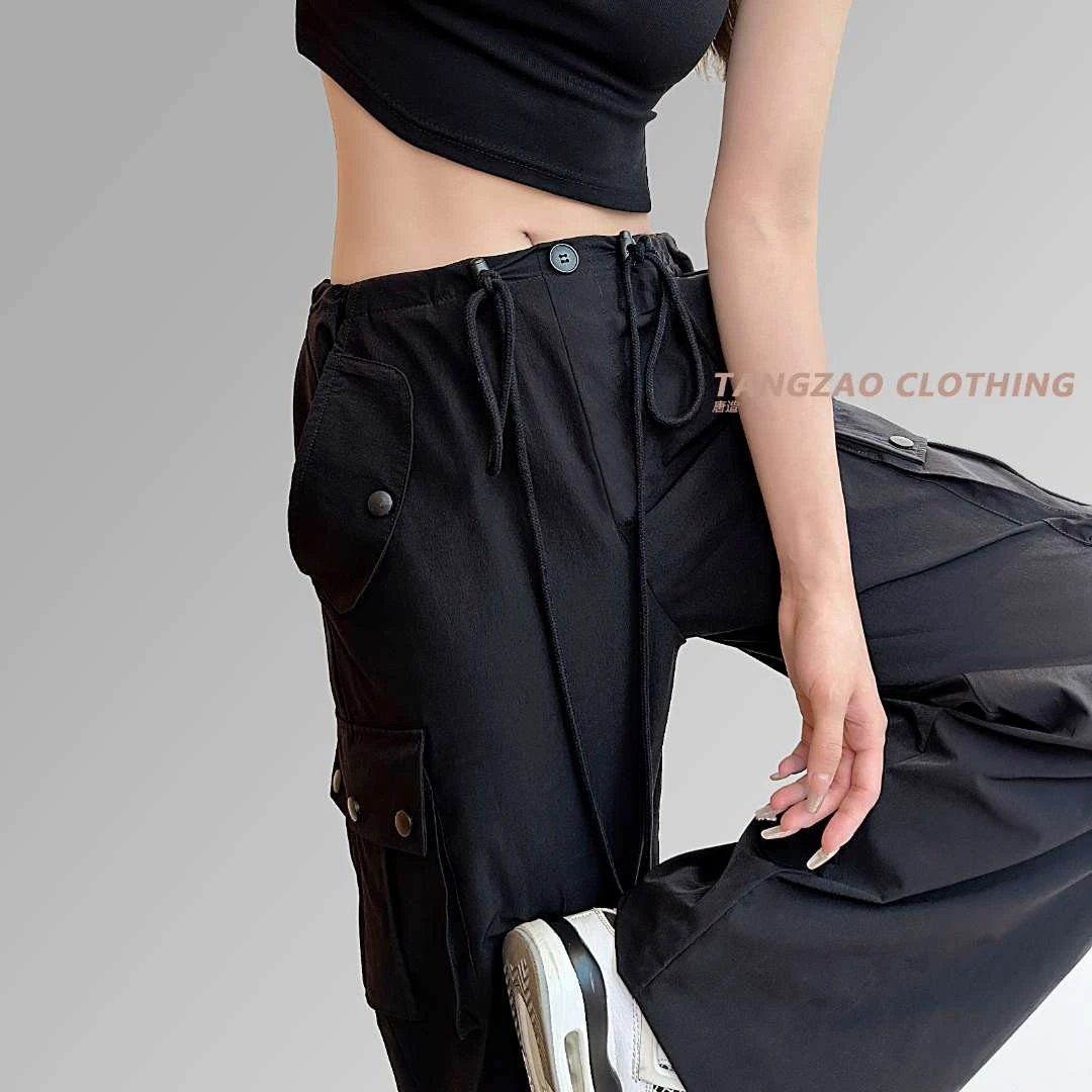 唐造2025夏季新款防晒休闲运动户外显瘦薄款冰丝阔腿工装女裤 060