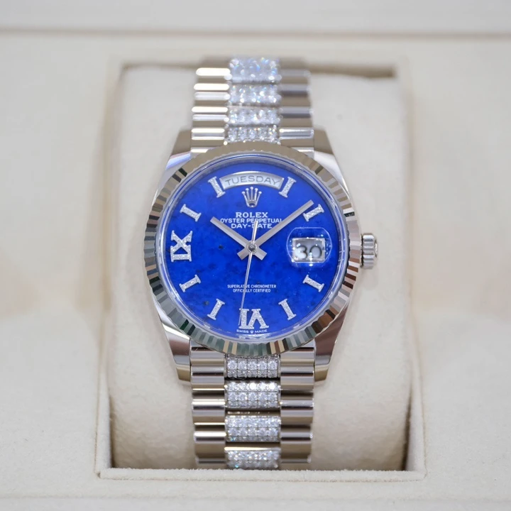 95新 Rolex/劳力士 星期日历128239青金石盘隐藏款2022年全套36MM