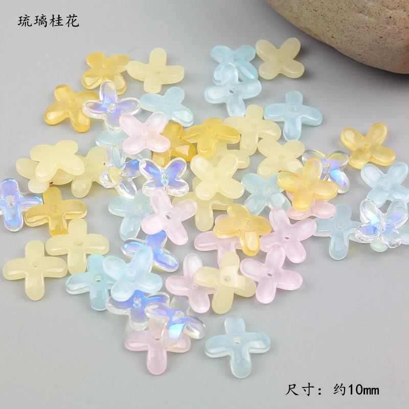 捷克琉璃小桂花瓣古风发簪发冠头饰水晶花朵手工diy材料自制簪花