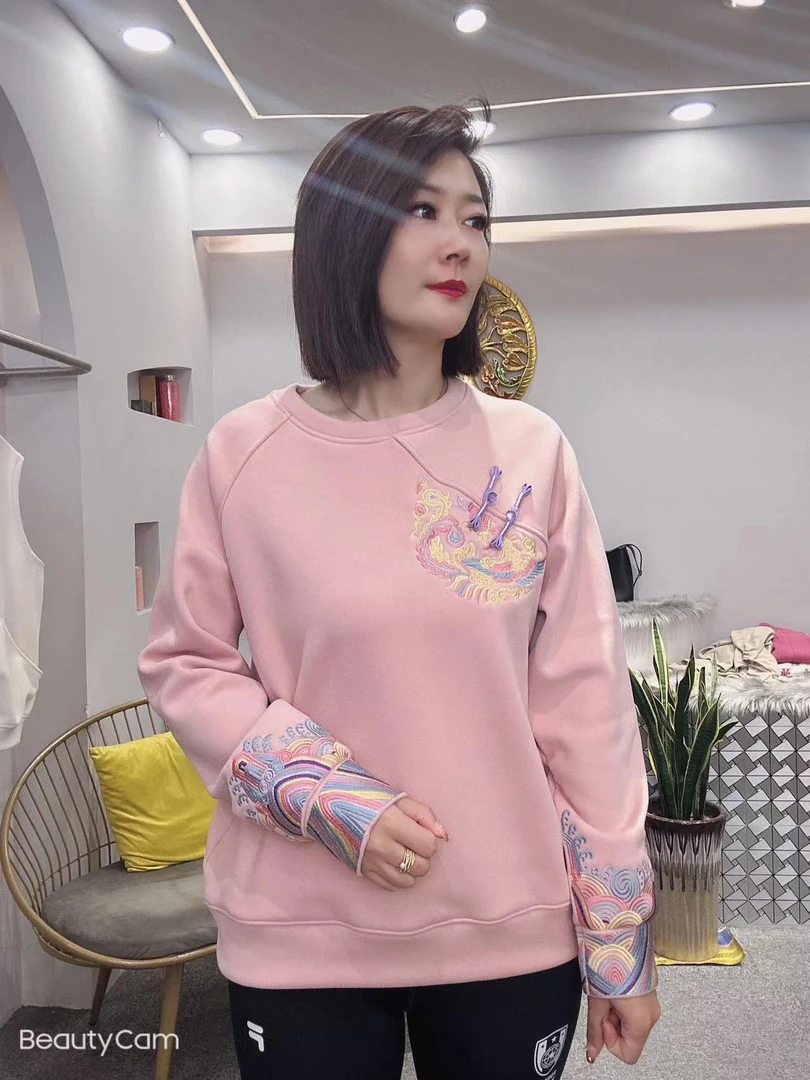 即墨卫衣女【国风暖阳】冬款奥粒绒恒温防风新中式国风百搭卫衣270