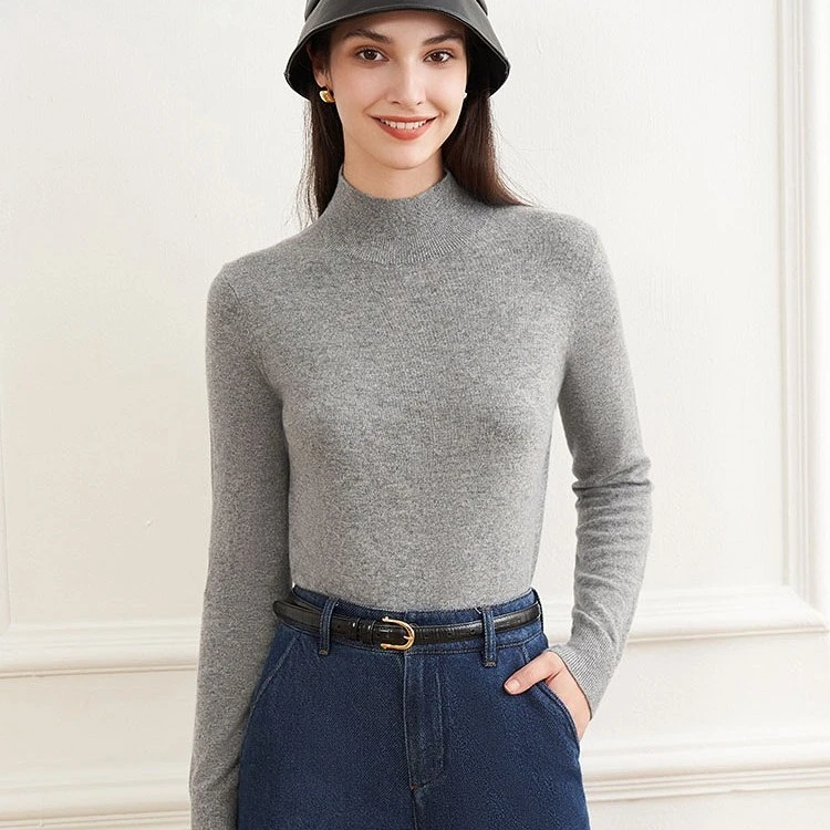 品质2024秋冬新款百搭中高领打底保暖羊绒针织衫女A301040