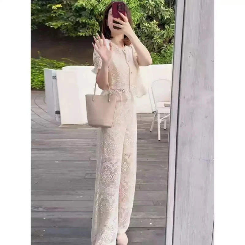 801小香风蕾丝套装女夏季新款时尚气质套装两件套