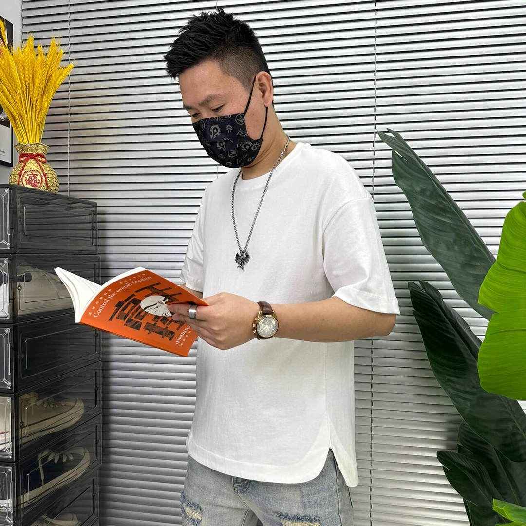 男士ins夏季新款休闲百搭纯色圆领短袖t恤ol宽松个性大码半袖