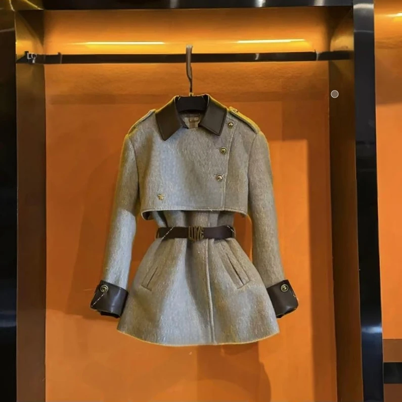 894冬季新款高级感拼接外套女冬日加厚保暖防寒短款外套女