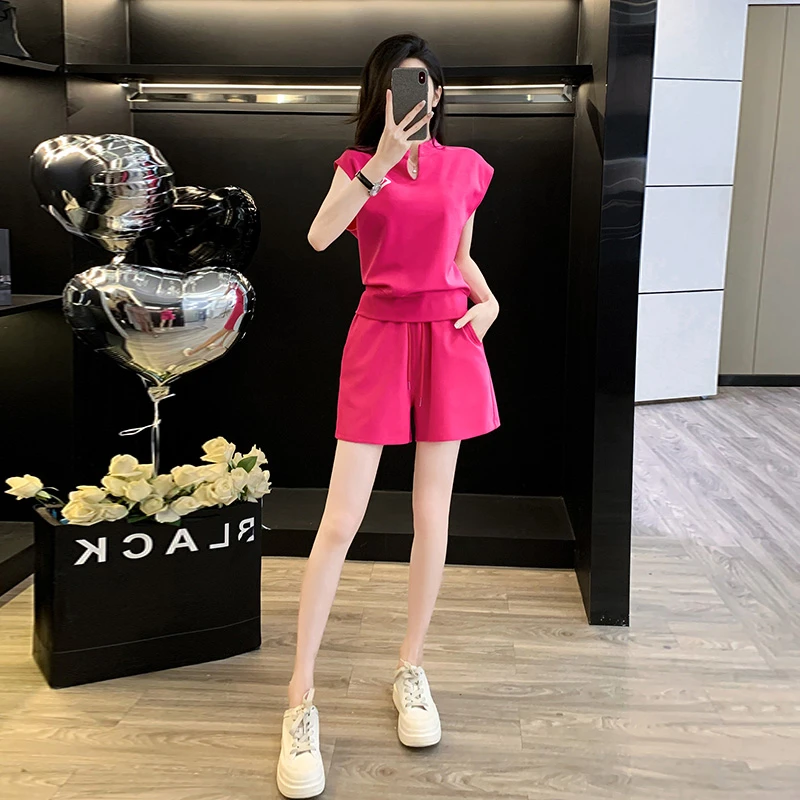 小众休闲时尚运动套装女新款夏季小个子洋气上衣短裤两件套潮流