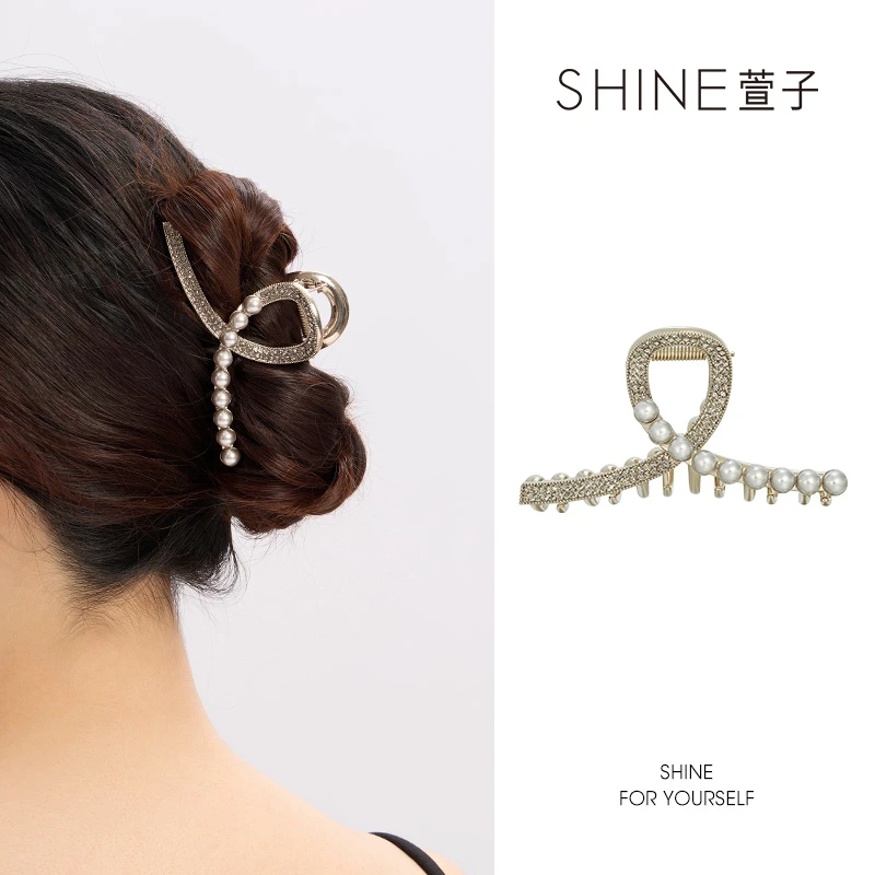 萱子SHINE时尚珍珠气质百搭网红简约韩式ins抓夹