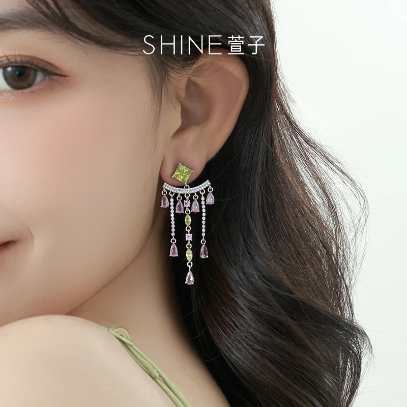 铜合金合成锆石耳饰 萱子维纳斯的蕾丝泪气质【商场同款】百搭耳