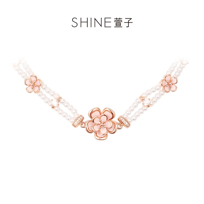铜合金仿珍珠项链 萱子 铜合金仿项链 【商场同款】桃花朵朵系列