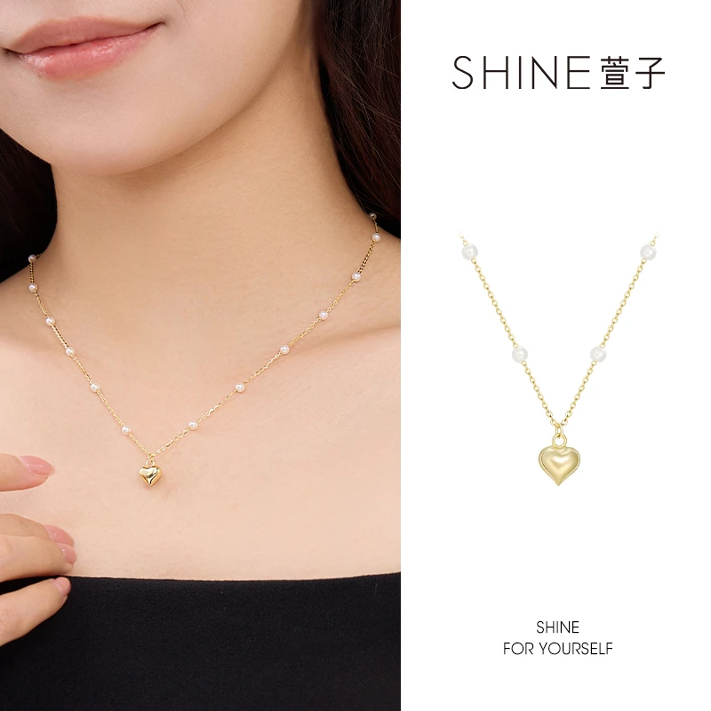 链子925银仿珍珠 SHINE S925合成珍珠法式小众优雅设计感项链【XZ】