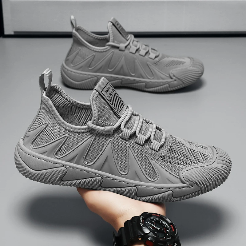 安踏神行2023夏季新款透气网面鞋男士休闲百搭飞织运动鞋潮流系带