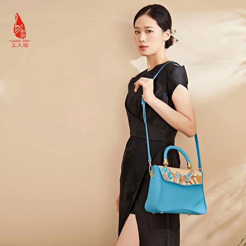 SAINTJOY ／上久楷宋锦女式拎包锦织玉叶BWS23A0101