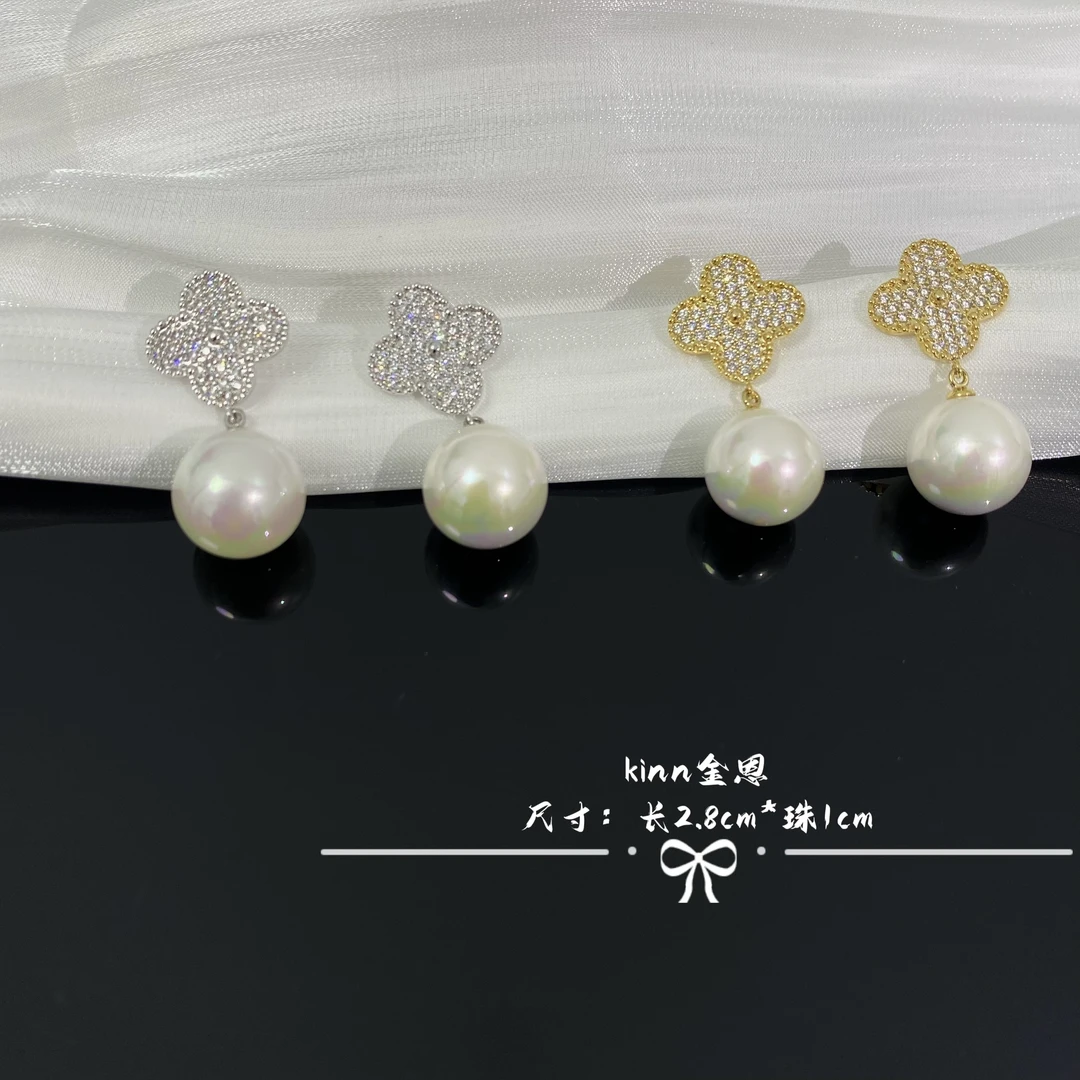 铜合金耳饰 气质轻奢时尚百搭少女法式优雅蝴蝶结仙气 小香风耳环